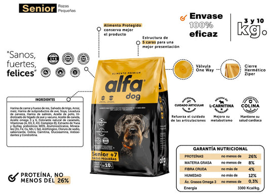 Alfa Dog Senior Razas Pequeñas +7 años 3kg